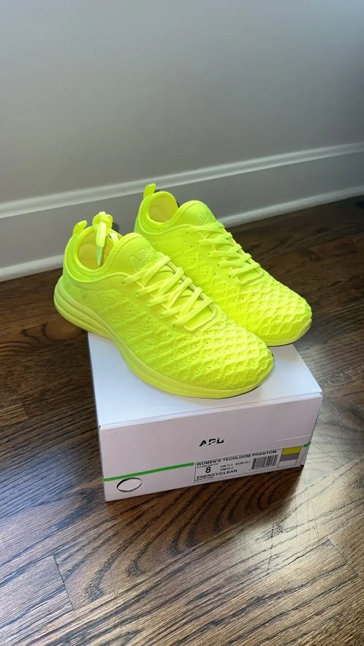 APL TechLoom Phantom Womens 8 Energy Clear Neon Yellow Green Sneakers New